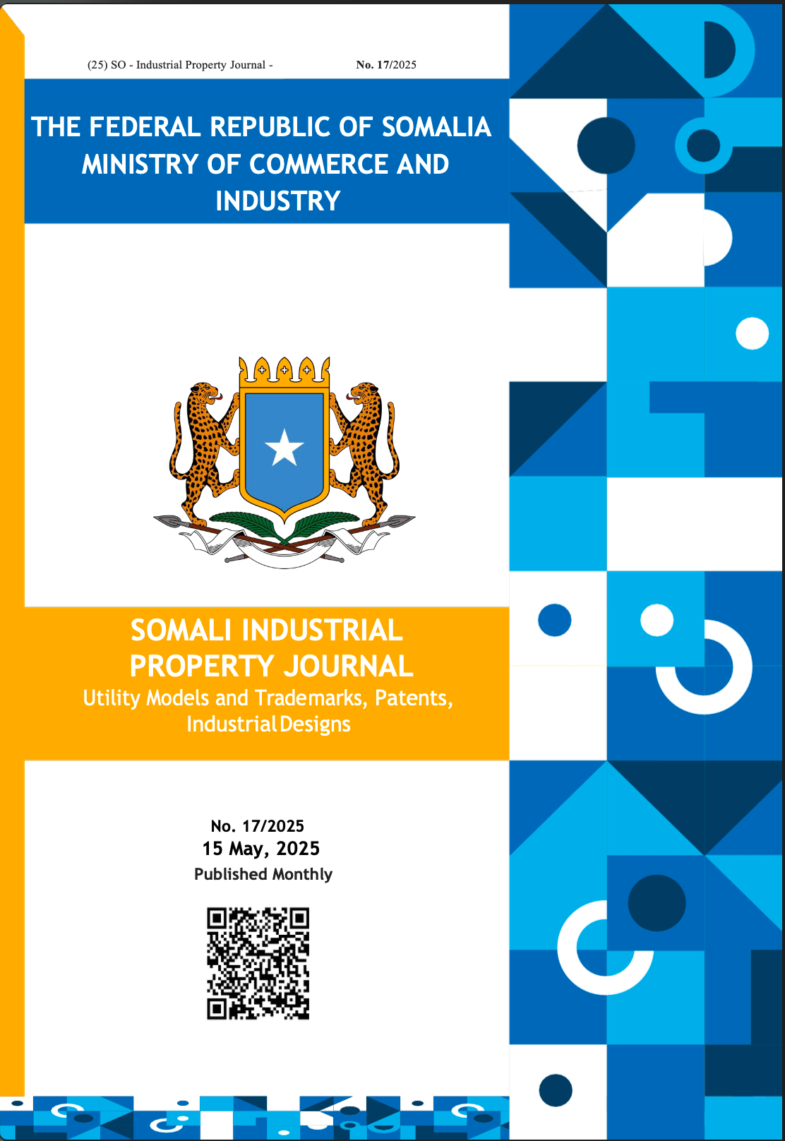 SOMALI INDUSTRIAL PROPERTY JOURNAL, No.17. 15, May,  2025. 