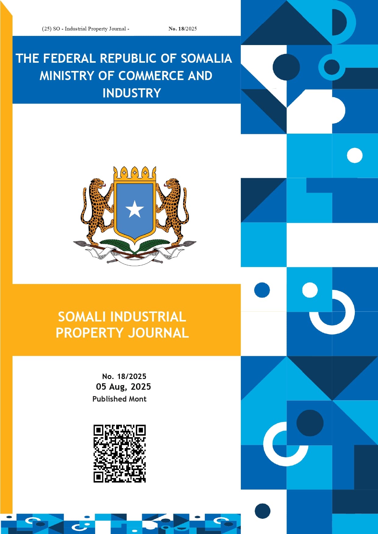 SOMALI INDUSTRIAL PROPERTY JOURNAL, No.18. 05, Auq,  2025. 